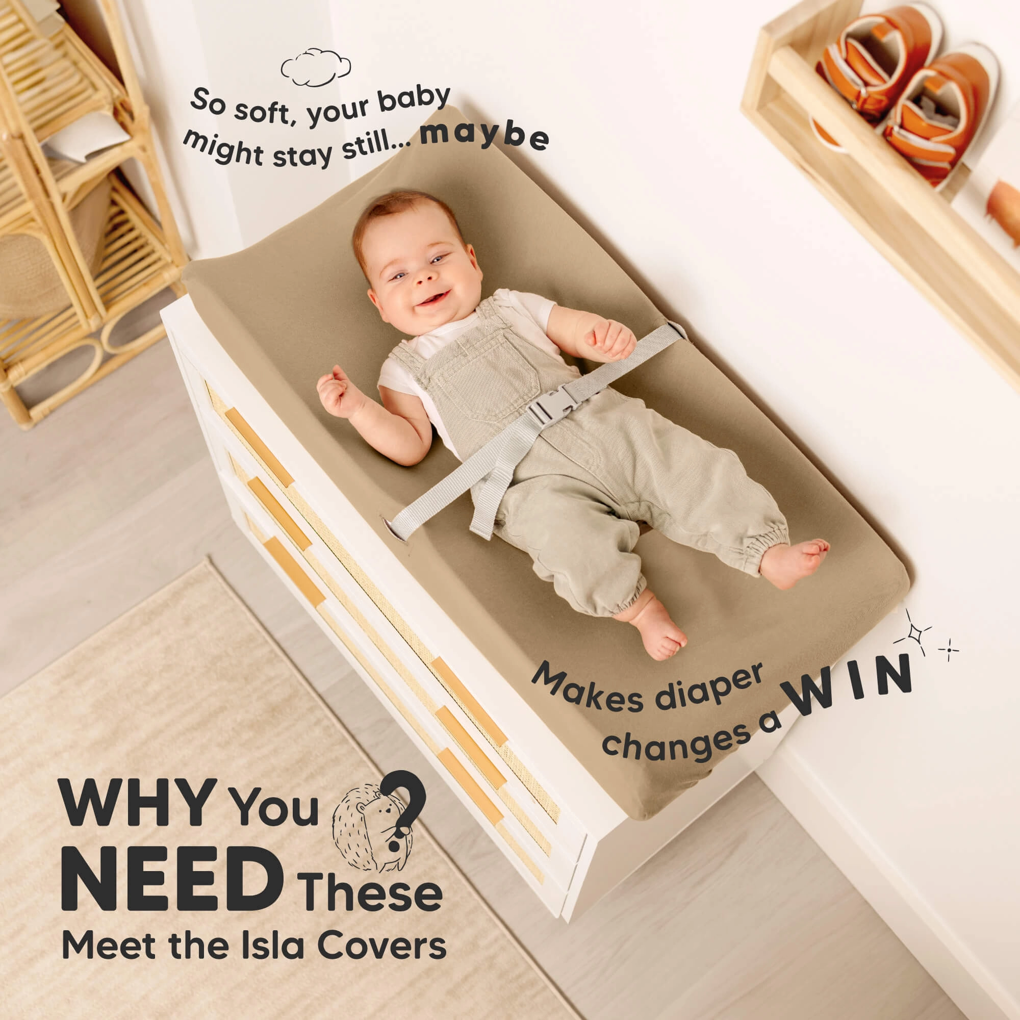 2-Pack Isla Changing Pad Covers (Pecan)