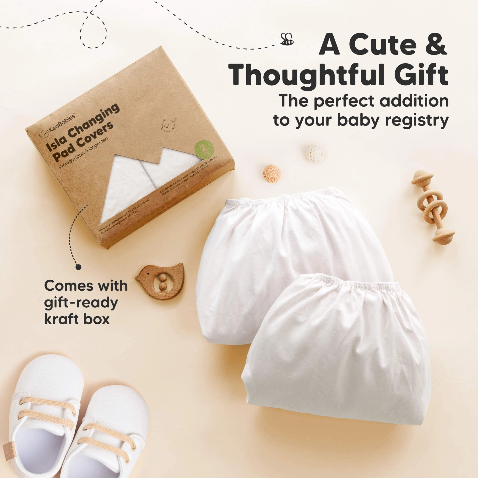 2-Pack Isla Changing Pad Covers (Soft White)