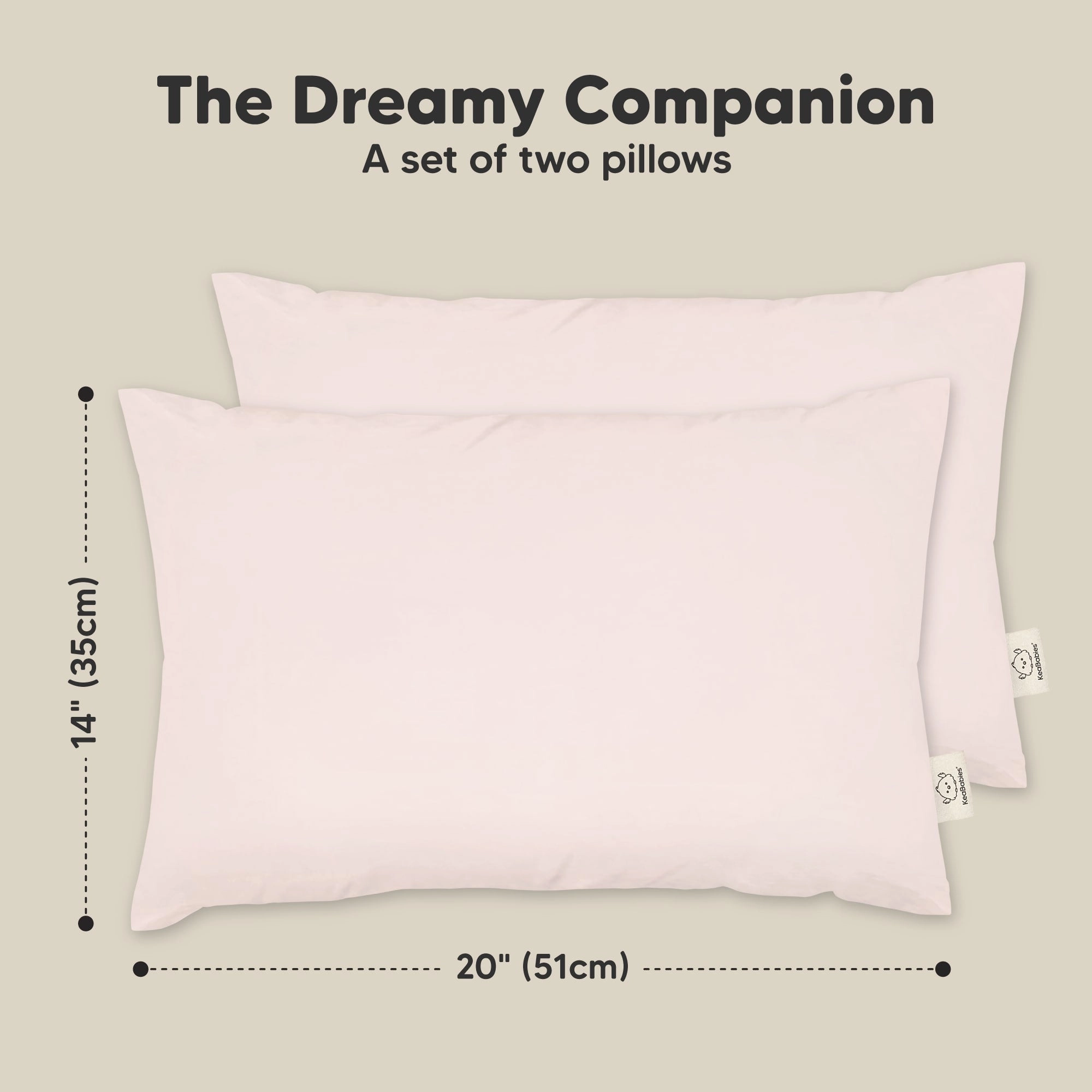 2-Pack Jumbo Toddler Pillows (Mist Pink)