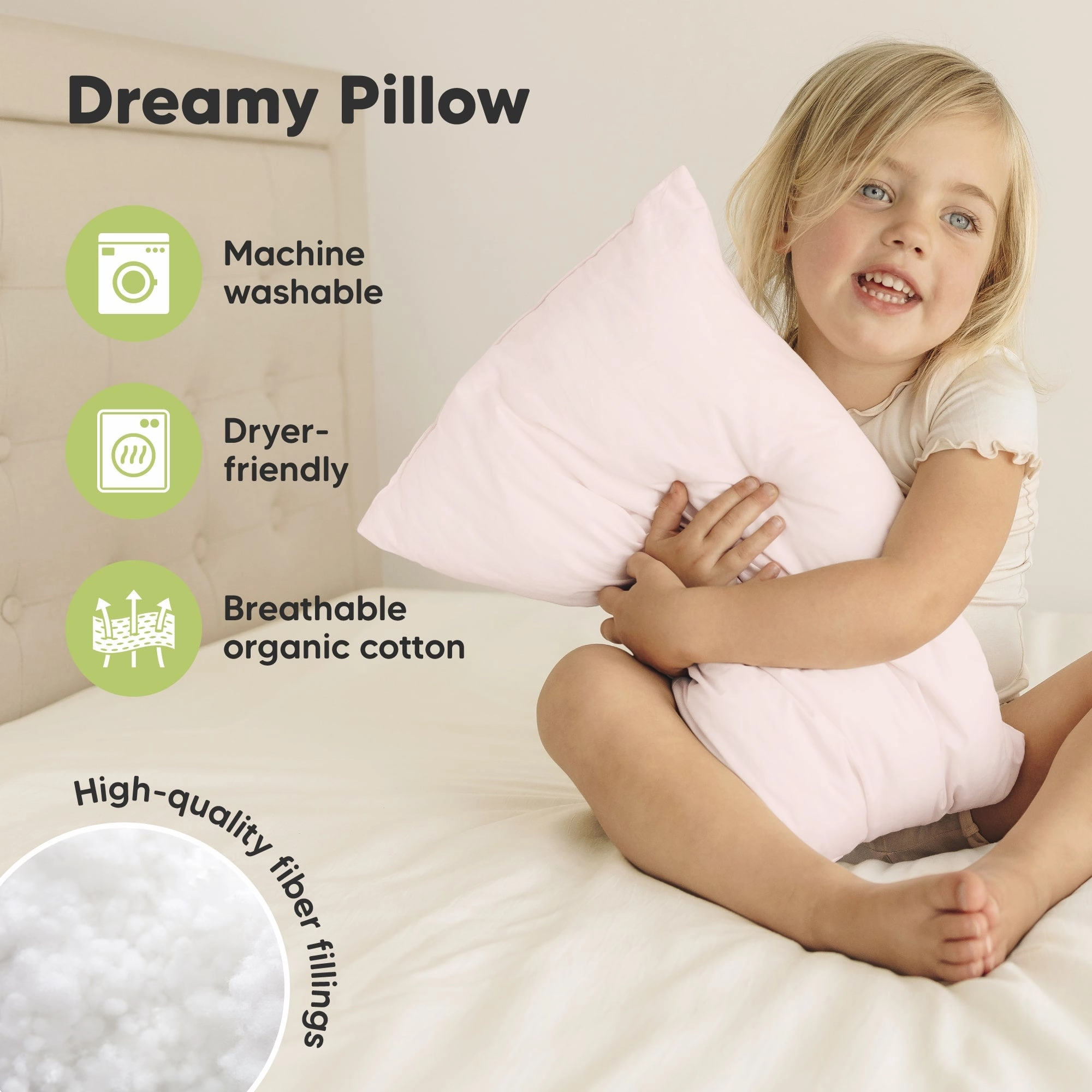 2-Pack Jumbo Toddler Pillows (Mist Pink)