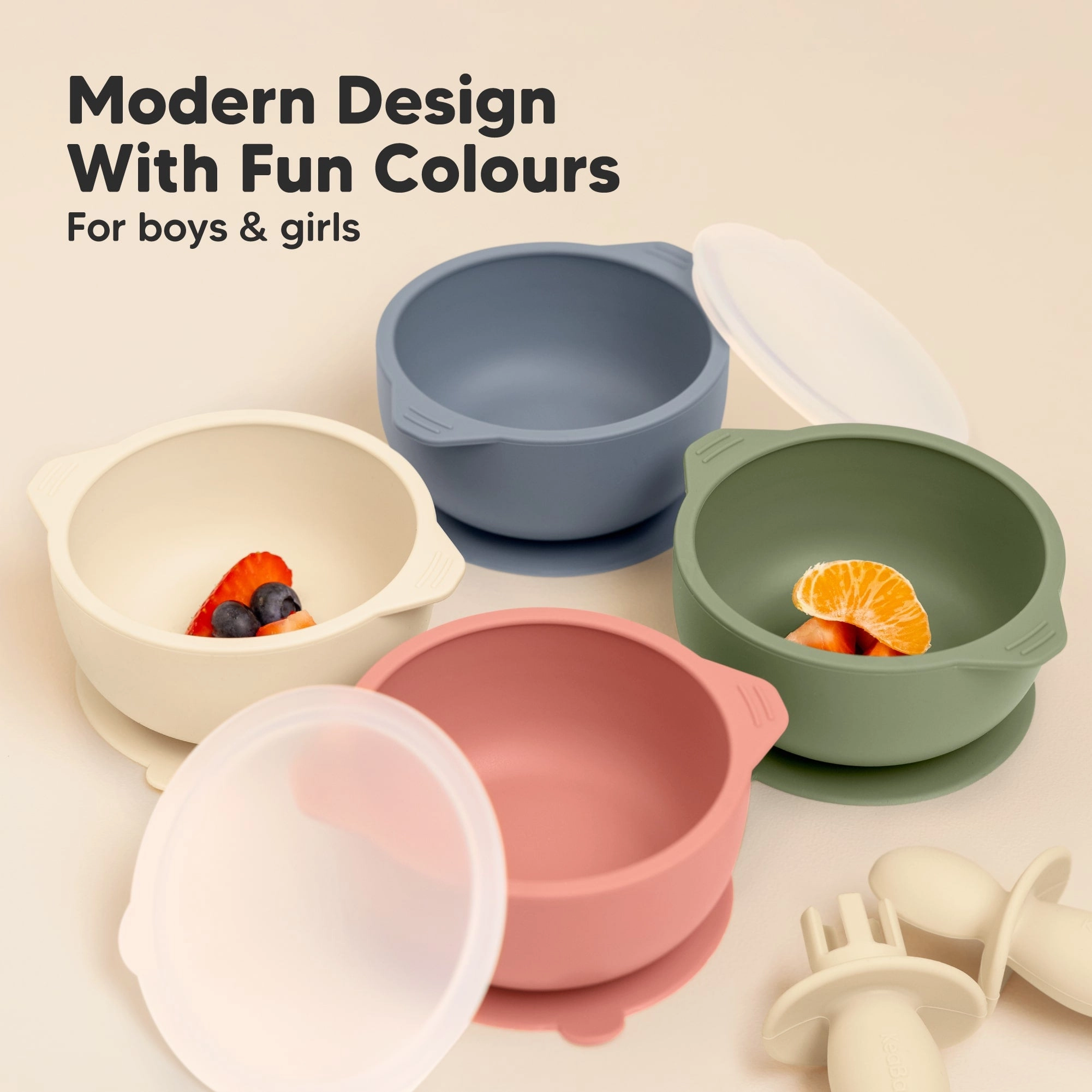 2-Pack Prep Silicone Suction Bowls (Roseate)
