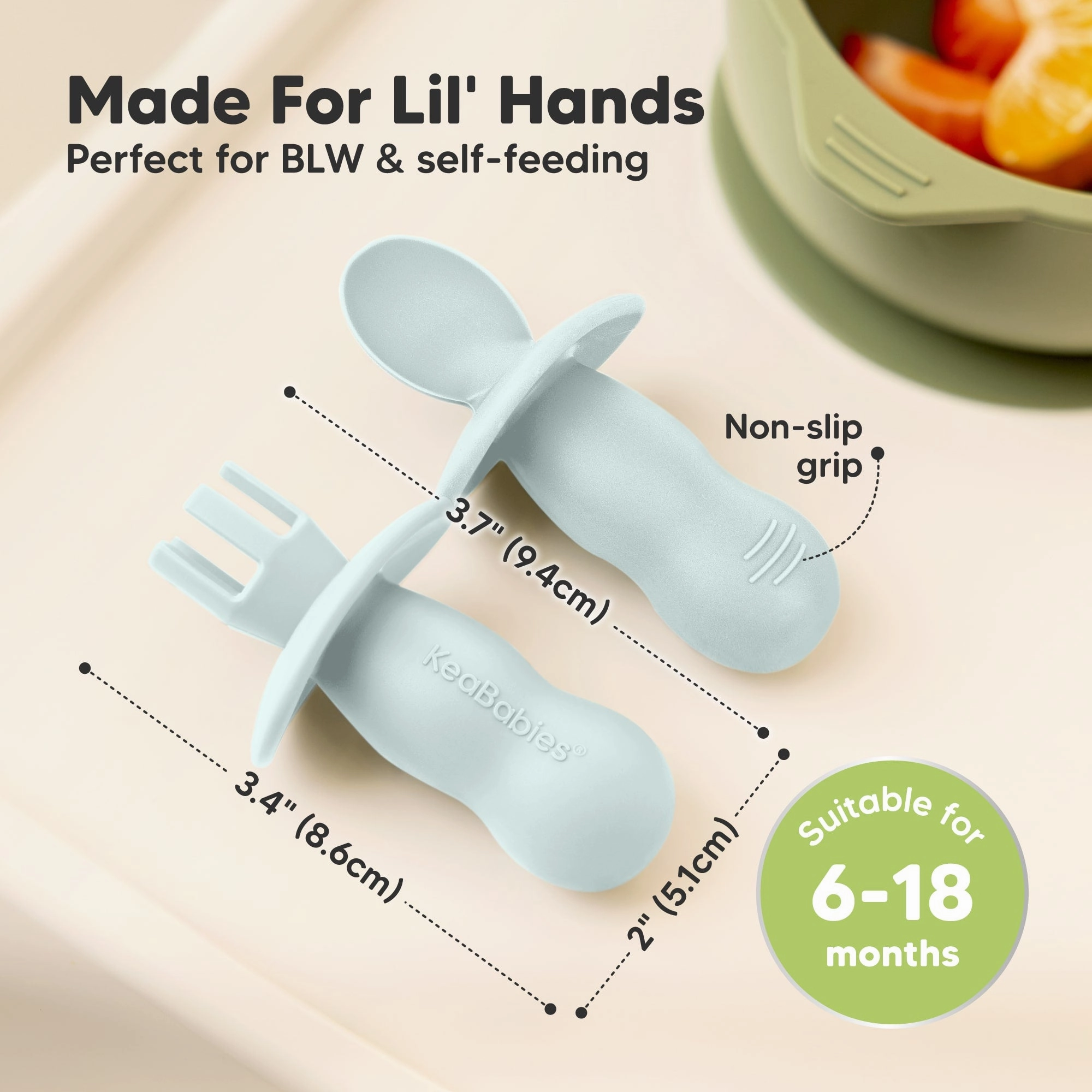 2-Sets Lil’ Prep Baby Fork & Spoon (Pastel Sky)