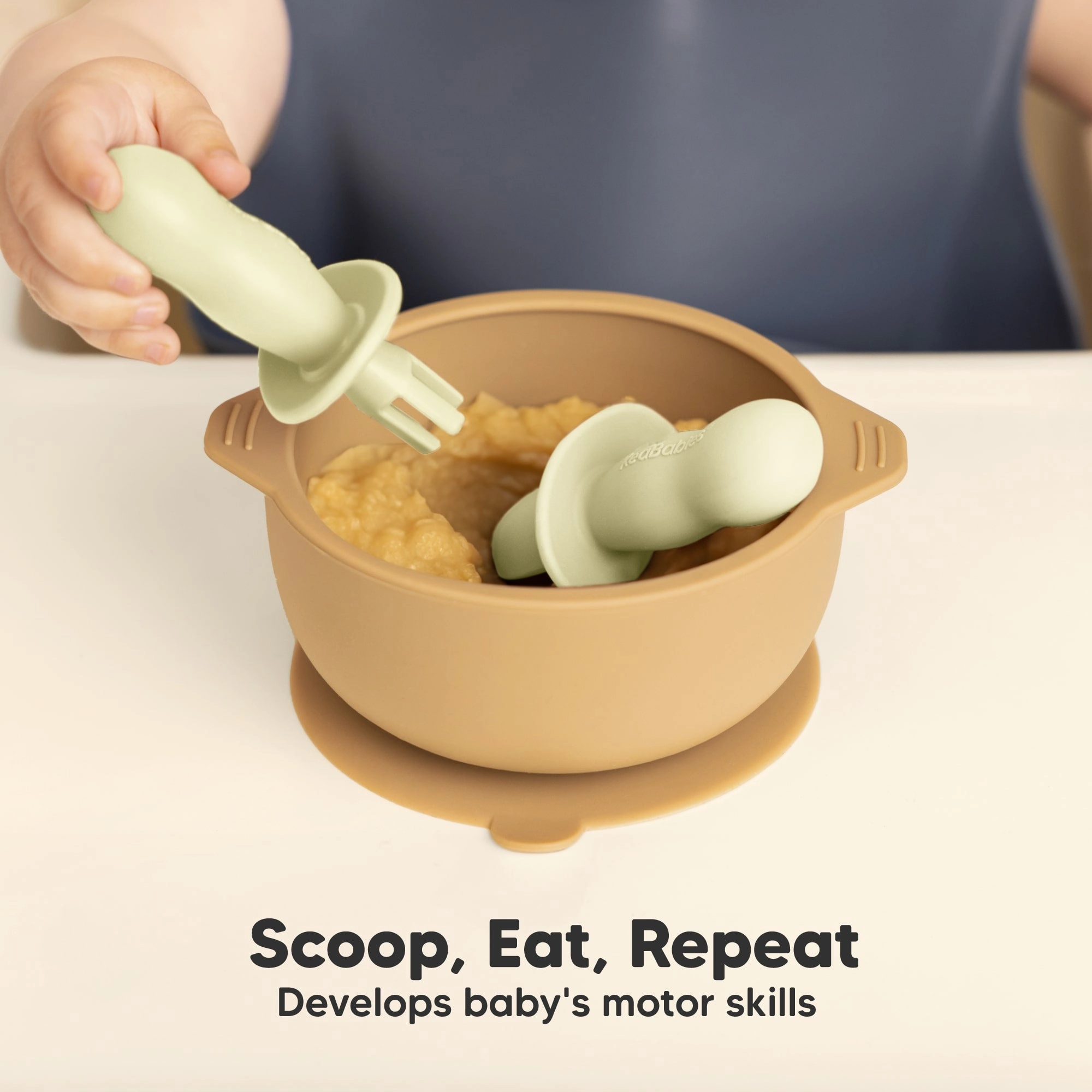 2-Sets Lil’ Prep Baby Fork & Spoon (Pastel Sky)
