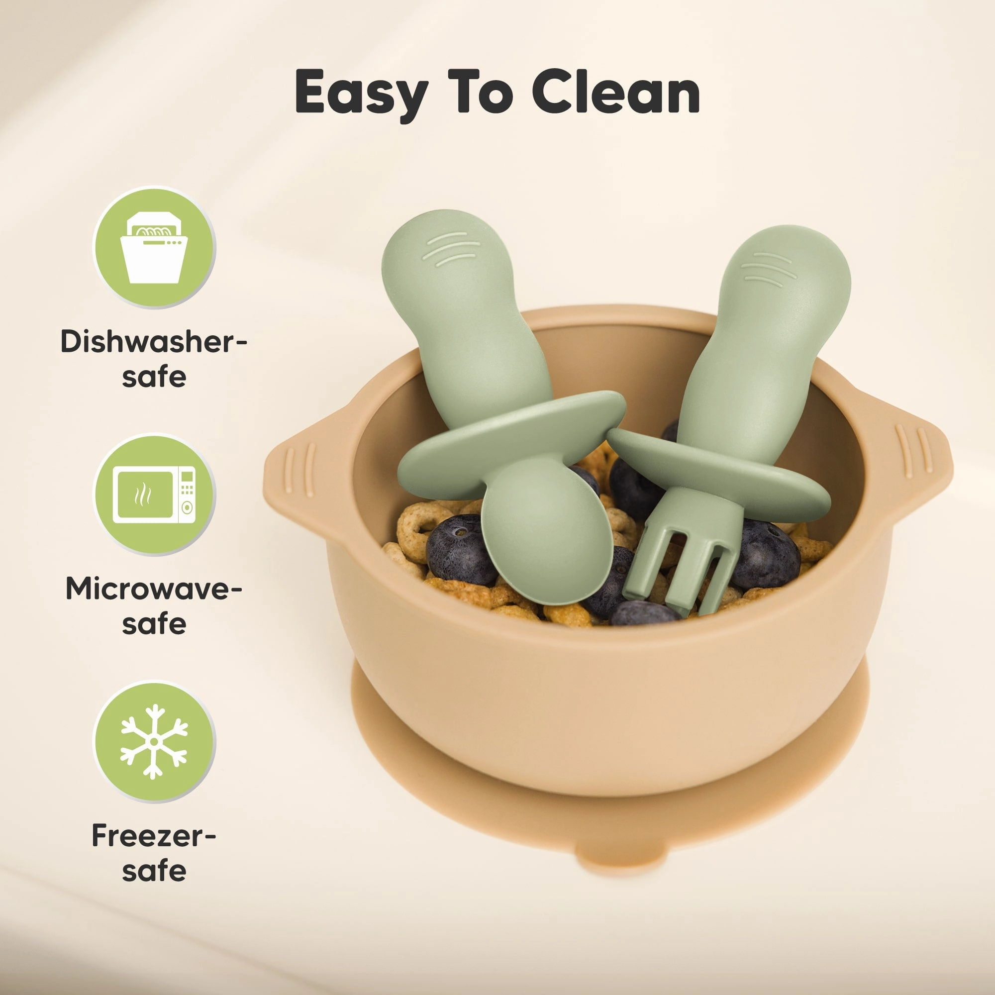 2-Sets Lil’ Prep Baby Fork & Spoon (Sage)