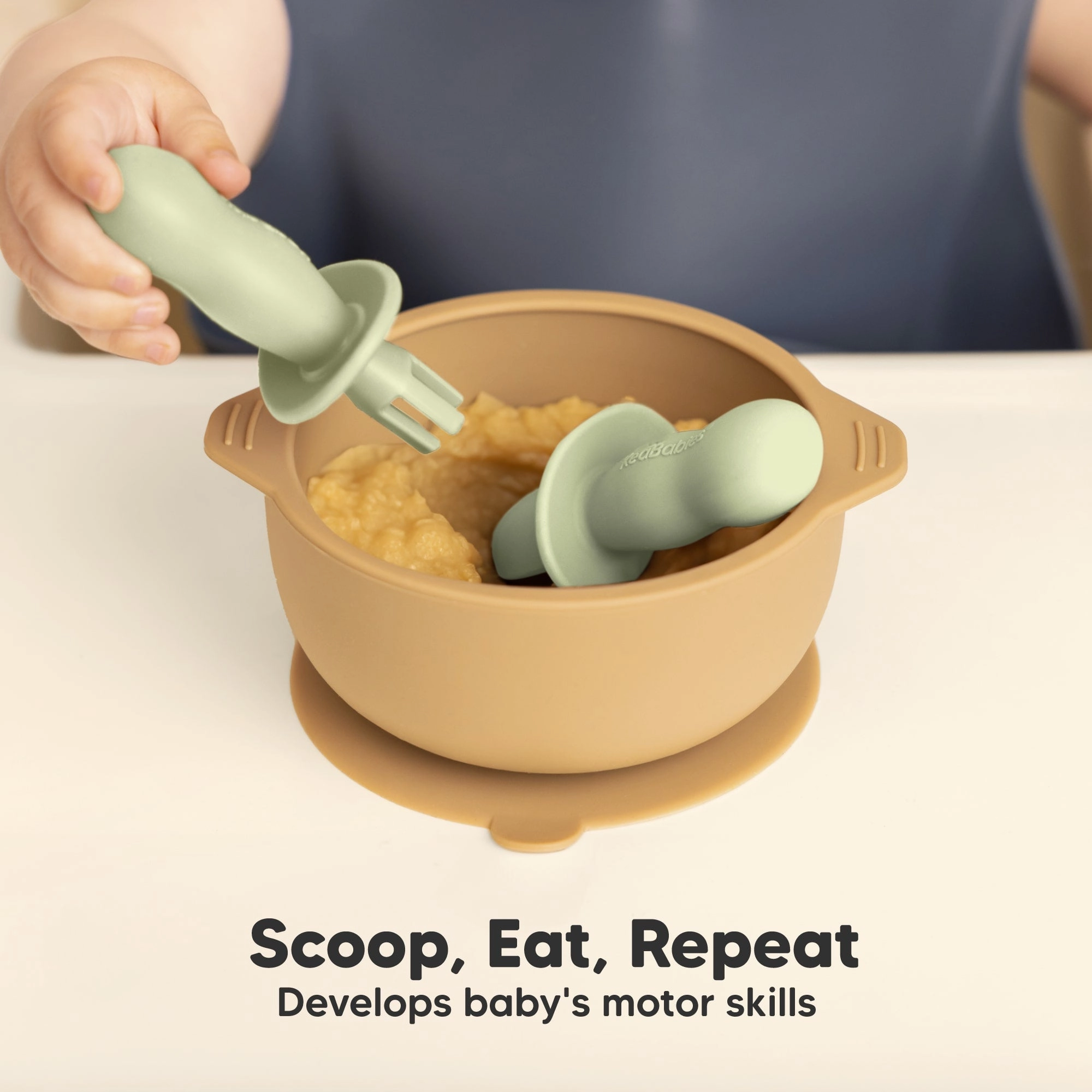 2-Sets Lil’ Prep Baby Fork & Spoon (Sage)