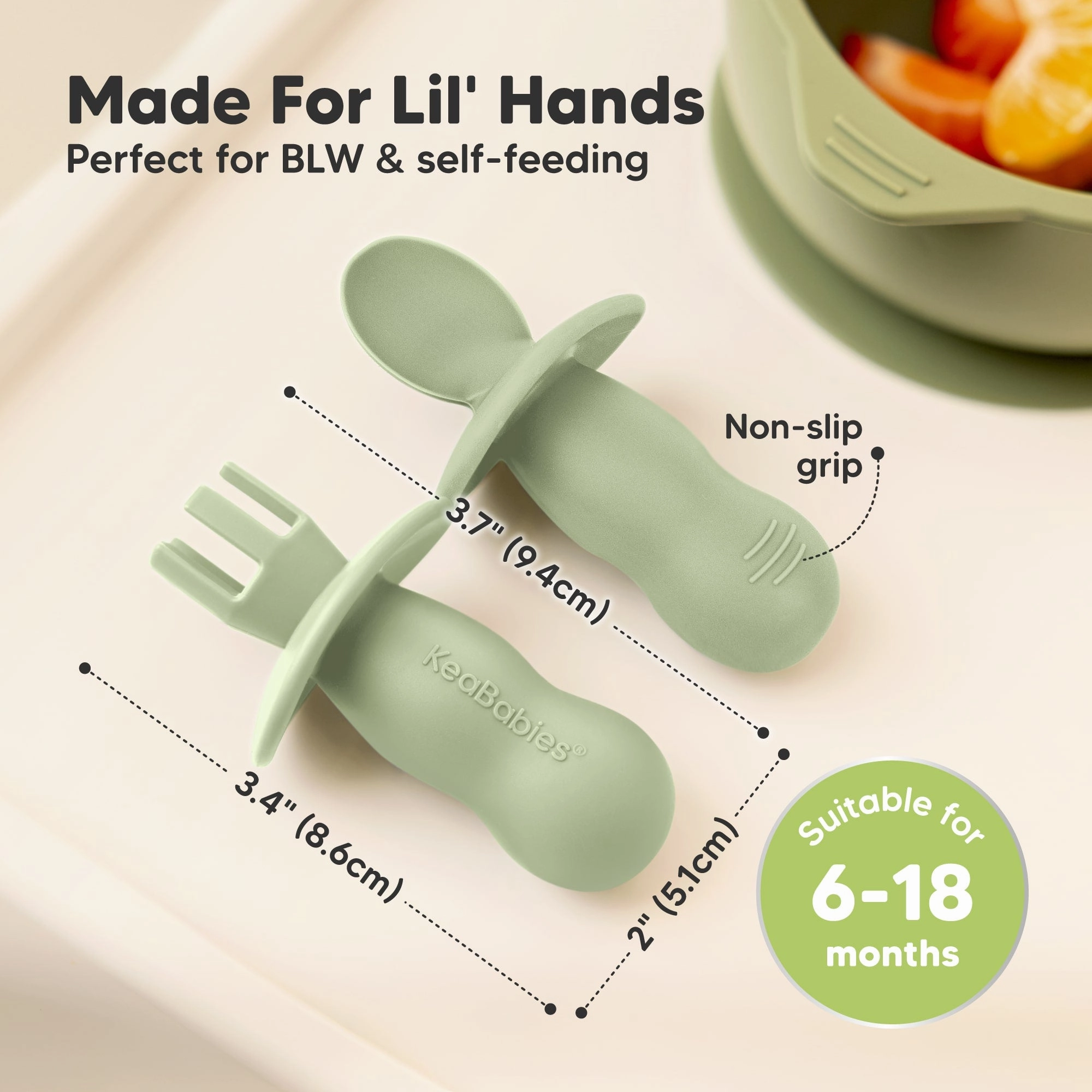 2-Sets Lil’ Prep Baby Fork & Spoon (Sage)