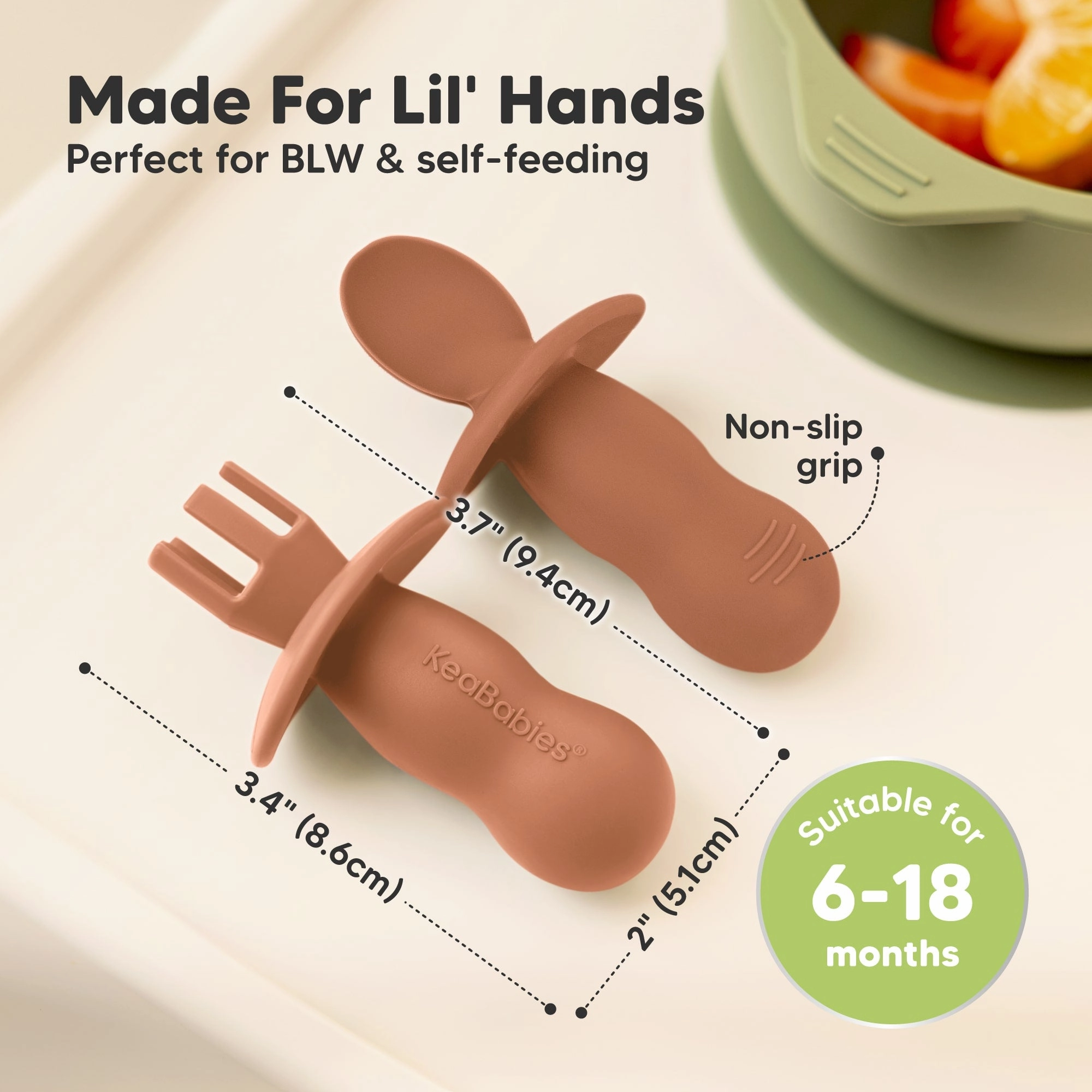 2-Sets Lil’ Prep Baby Fork & Spoon (Terracotta)