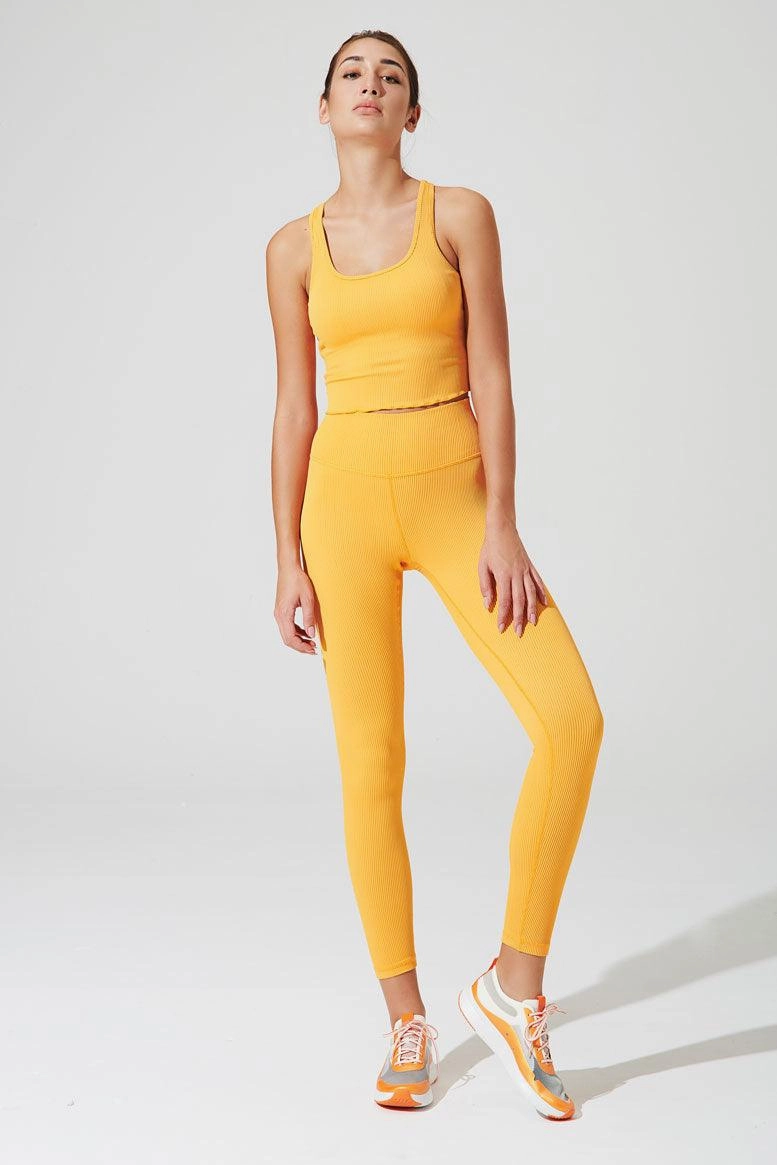 7/8 High Waist Ribbed Legging - Saffron