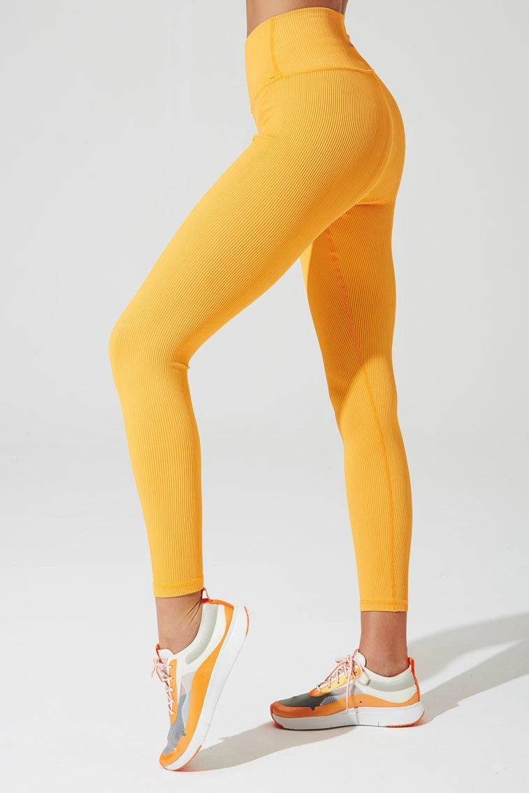 7/8 High Waist Ribbed Legging - Saffron