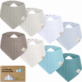 8-Pack Lumi Muslin Bandana Bibs (Nimbus)