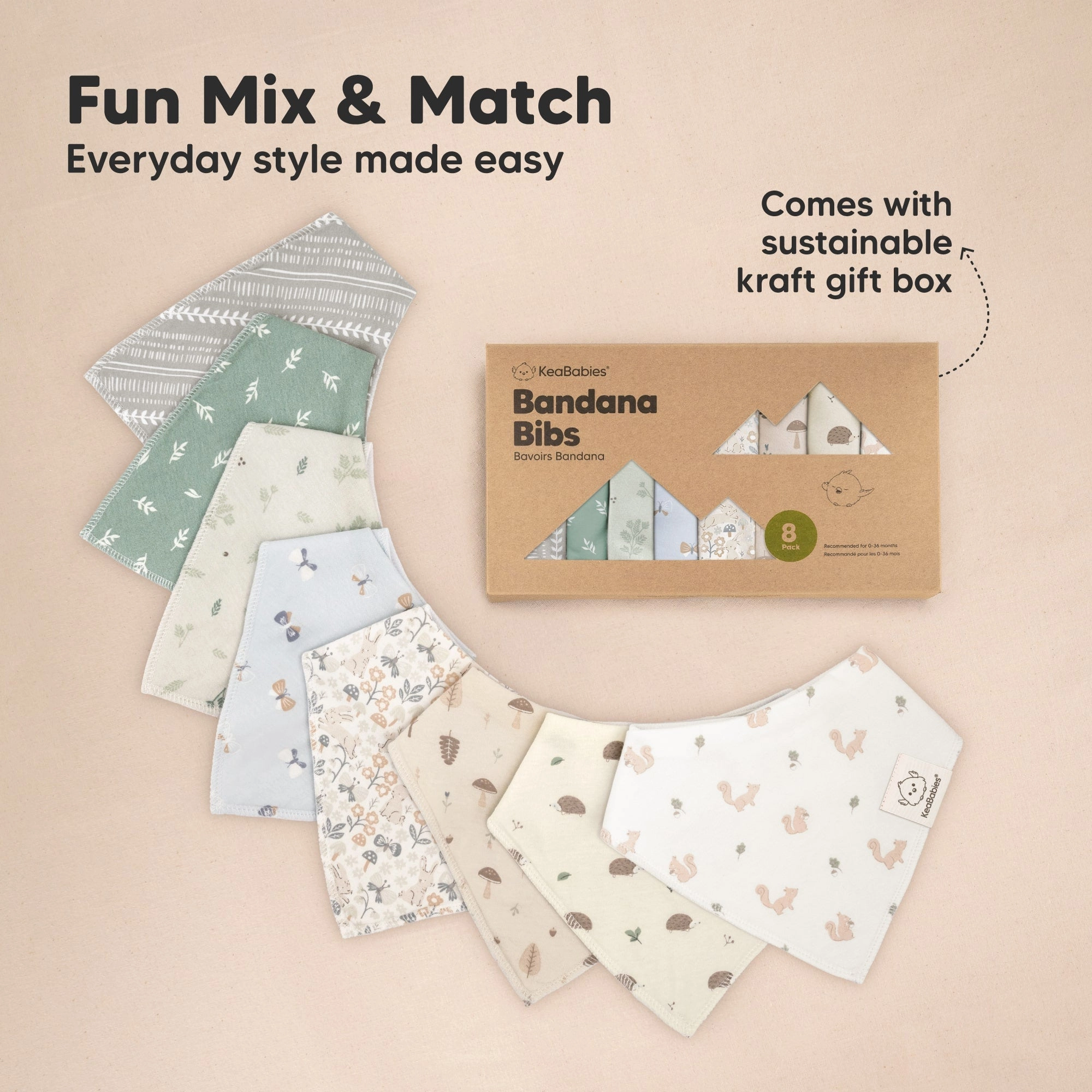 8-Pack Organic Bandana Bibs (Prairie)