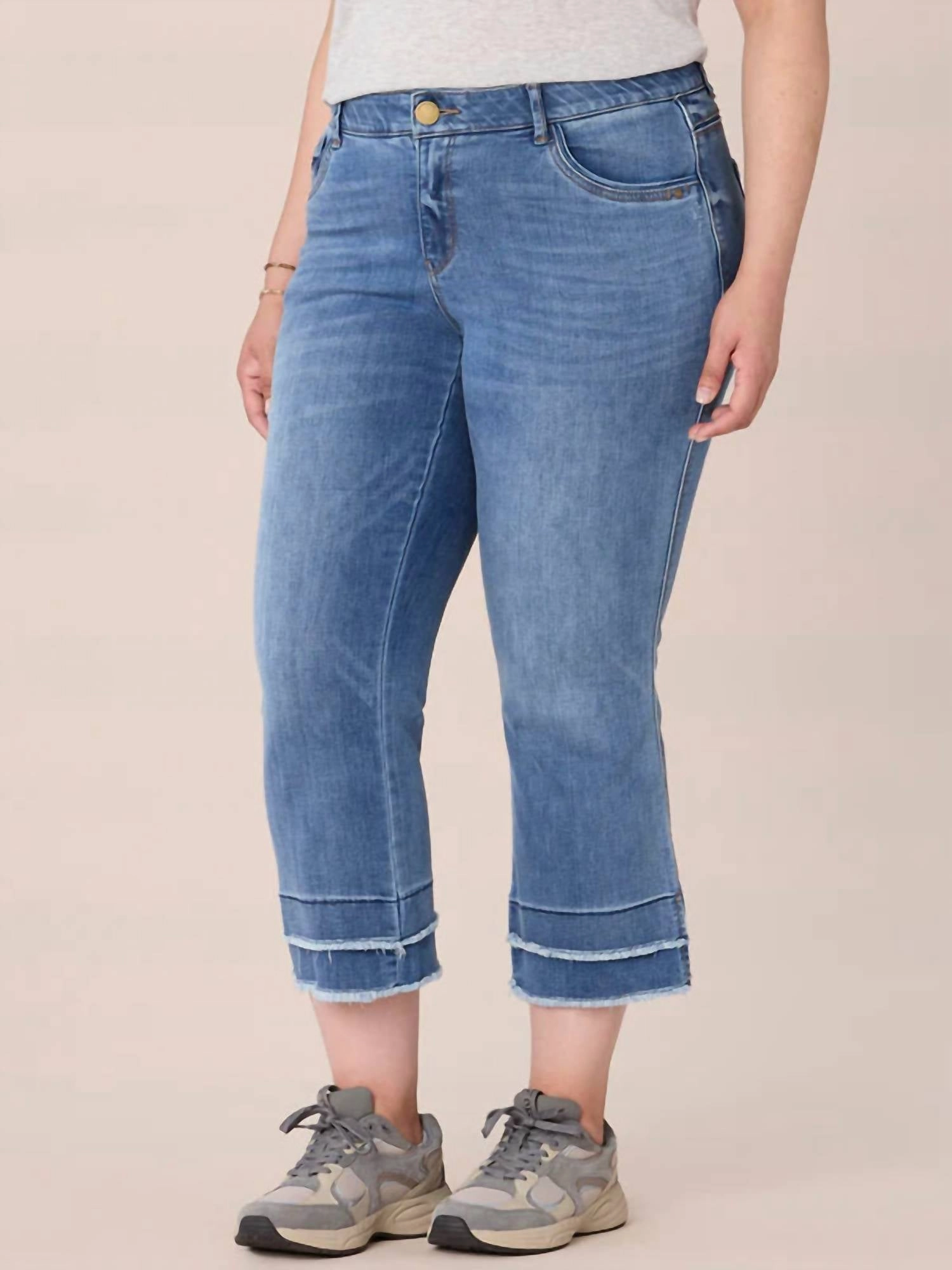 "ab"solution Fray Hem Kick Flare Jean - Plus In Blue