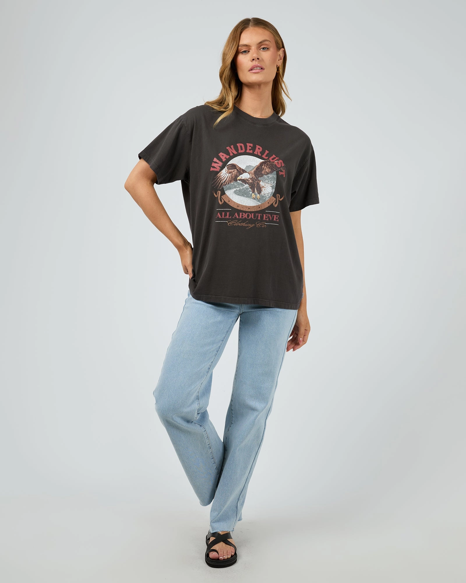 All About Eve Wanderlust Oversized Tee Washed Black