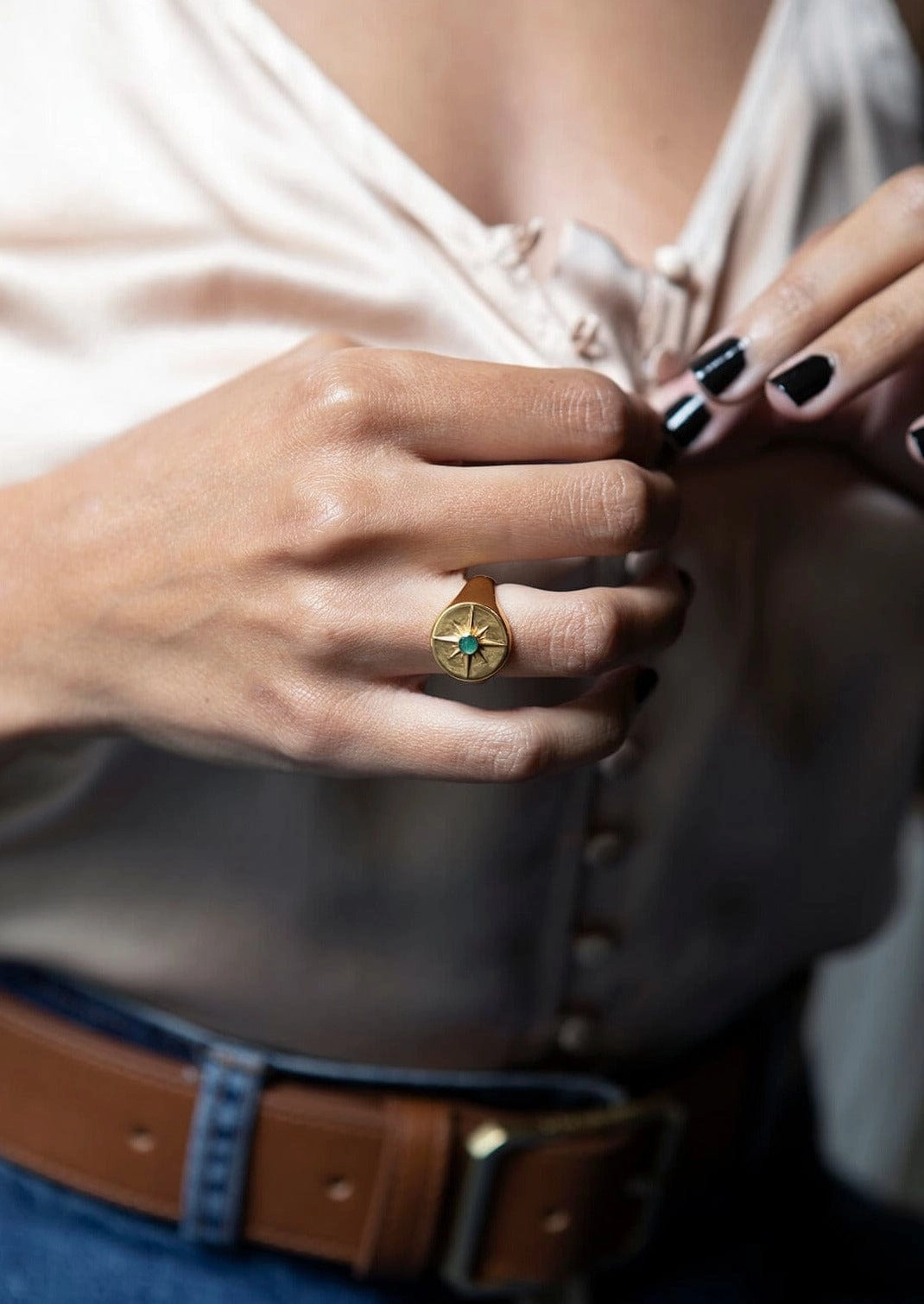 Astrid 18k Gold Plated Ring | Malachite