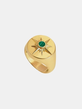 Astrid 18k Gold Plated Ring | Malachite