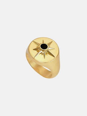 Astrid 18k Gold Plated Ring | Onyx