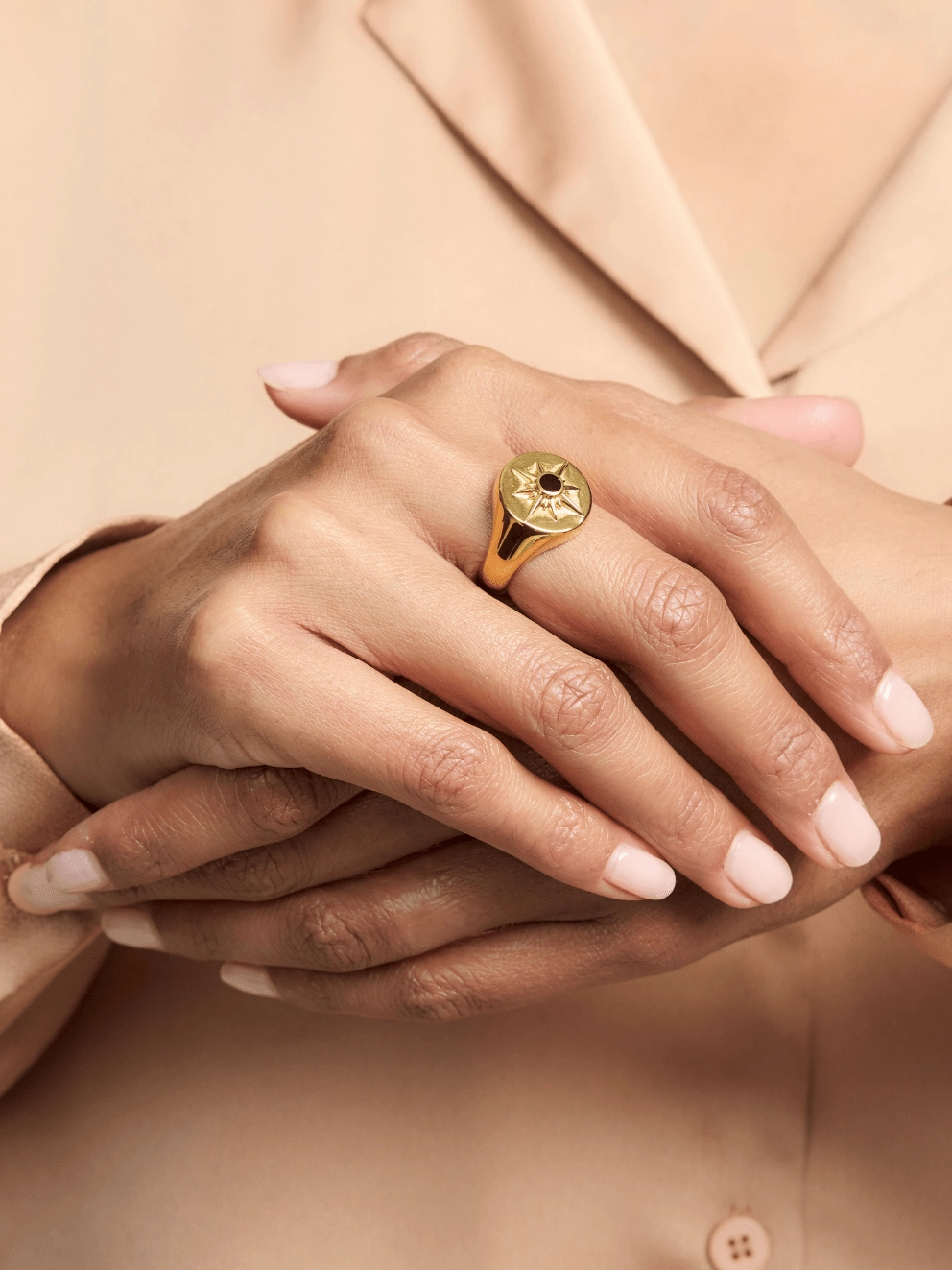 Astrid 18k Gold Plated Ring | Onyx