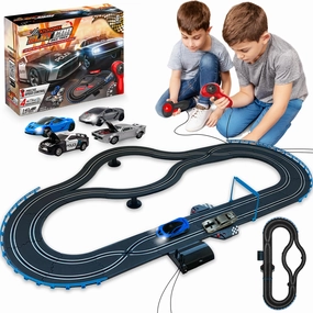 Atlasonix SCRT2022 Electric Slot Car Race Car Set for Kids Ages 4-8  Dual Speed Controllers, Smooth Track Curves, Fast-Paced Action