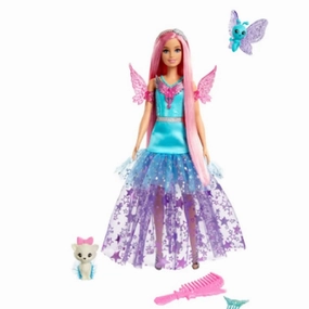 Barbie JCW48 Doll with 2 Fantasy Pets, Barbie Malibu from Barbie a Touch of Magic, Blonde & Pink
