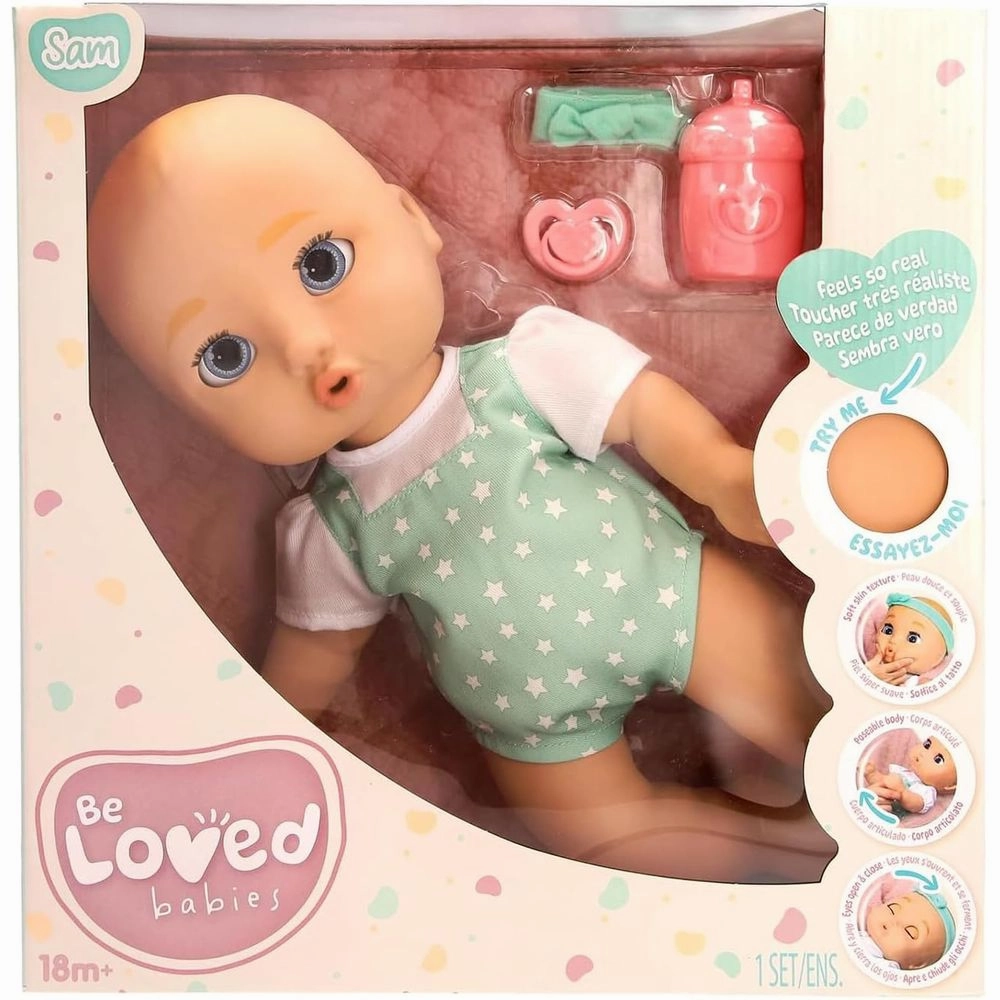Be Loved 921689 Babies Sam 15" Realistic Baby Doll, Blue Eyes, Kids 18M 