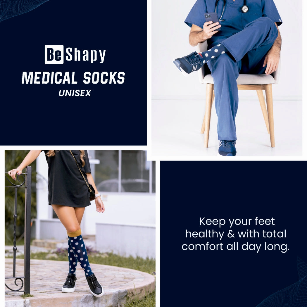 Be Shapy | Leg Compression Knee High Unisex Socks | Medias Largas Coloridas para Hombre