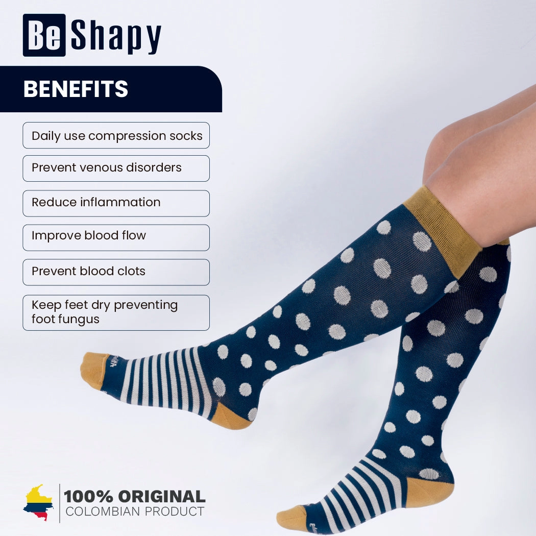 Be Shapy | Leg Compression Knee High Unisex Socks | Medias Largas Coloridas para Hombre