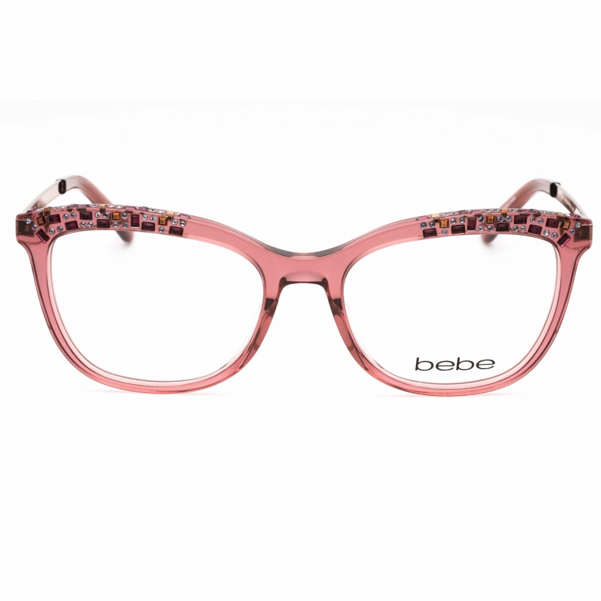Bebe Women's Eyeglasses - Blush Crystal Plastic Full Rim Cat Eye Frame | BB5179 681