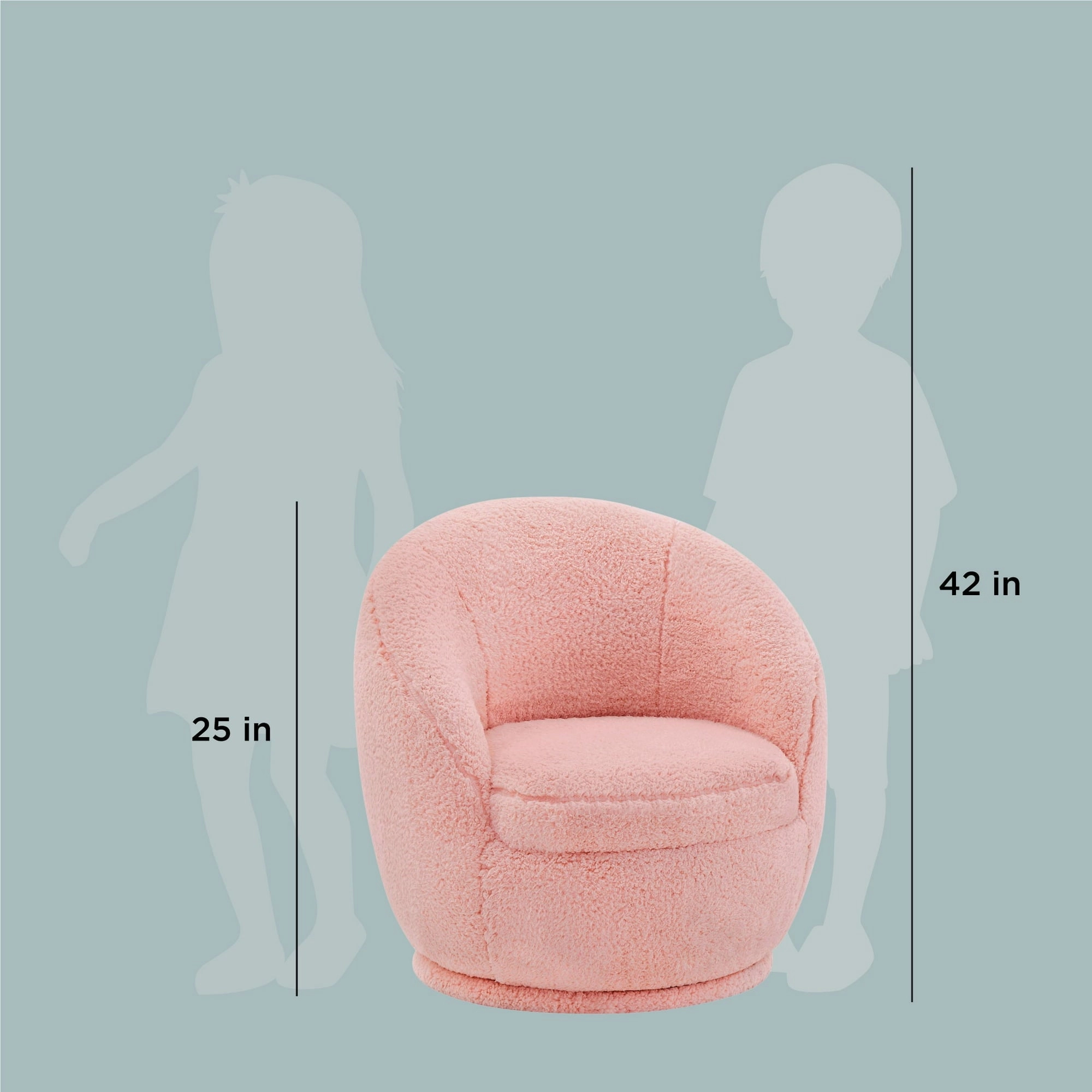 Better Homes & Gardens BH2530288722001 Mira Kids Swivel Chair, Rose Faux Shearling, Rose