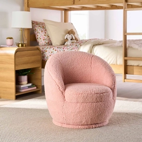 Better Homes & Gardens BH2530288722001 Mira Kids Swivel Chair, Rose Faux Shearling, Rose