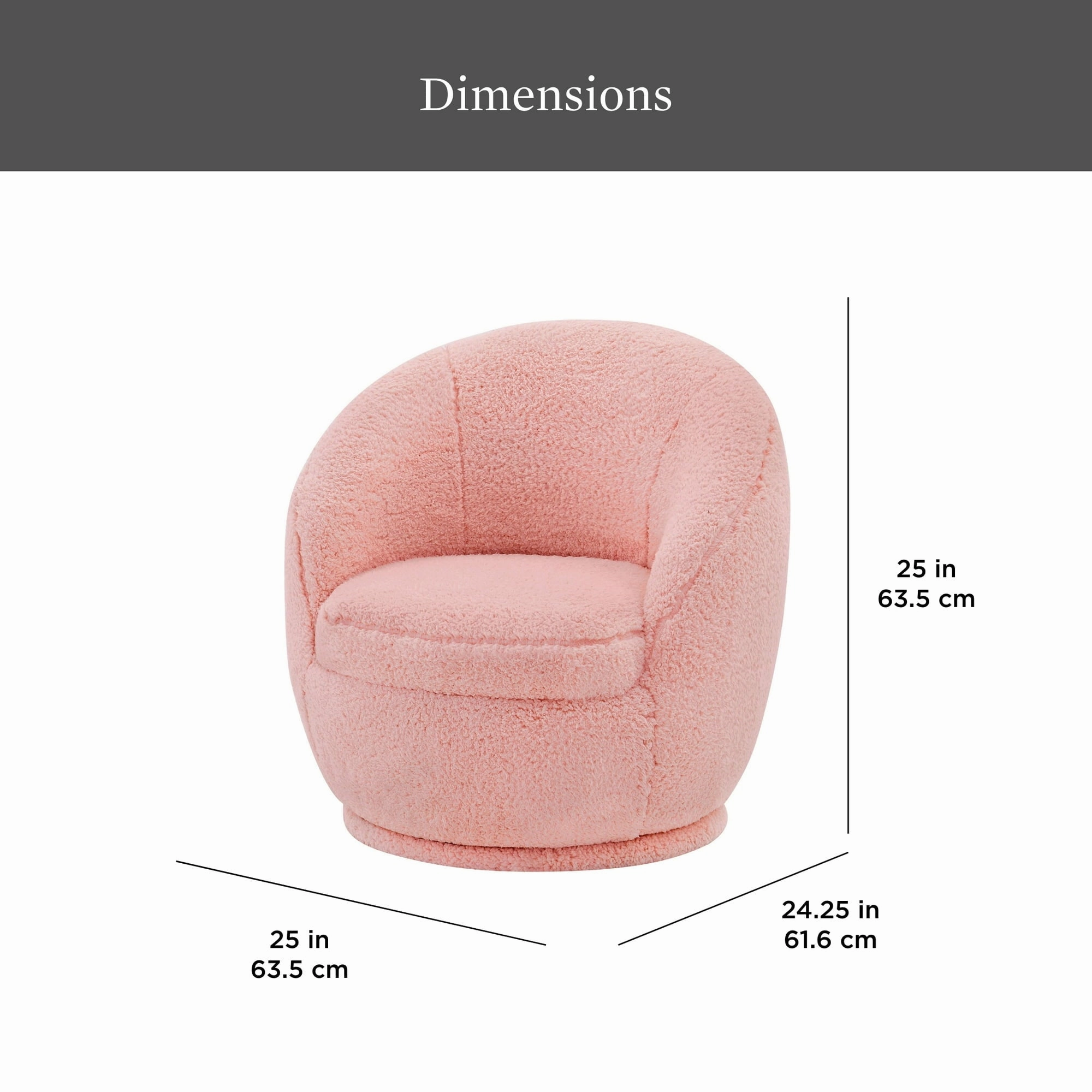 Better Homes & Gardens BH2530288722001 Mira Kids Swivel Chair, Rose Faux Shearling, Rose