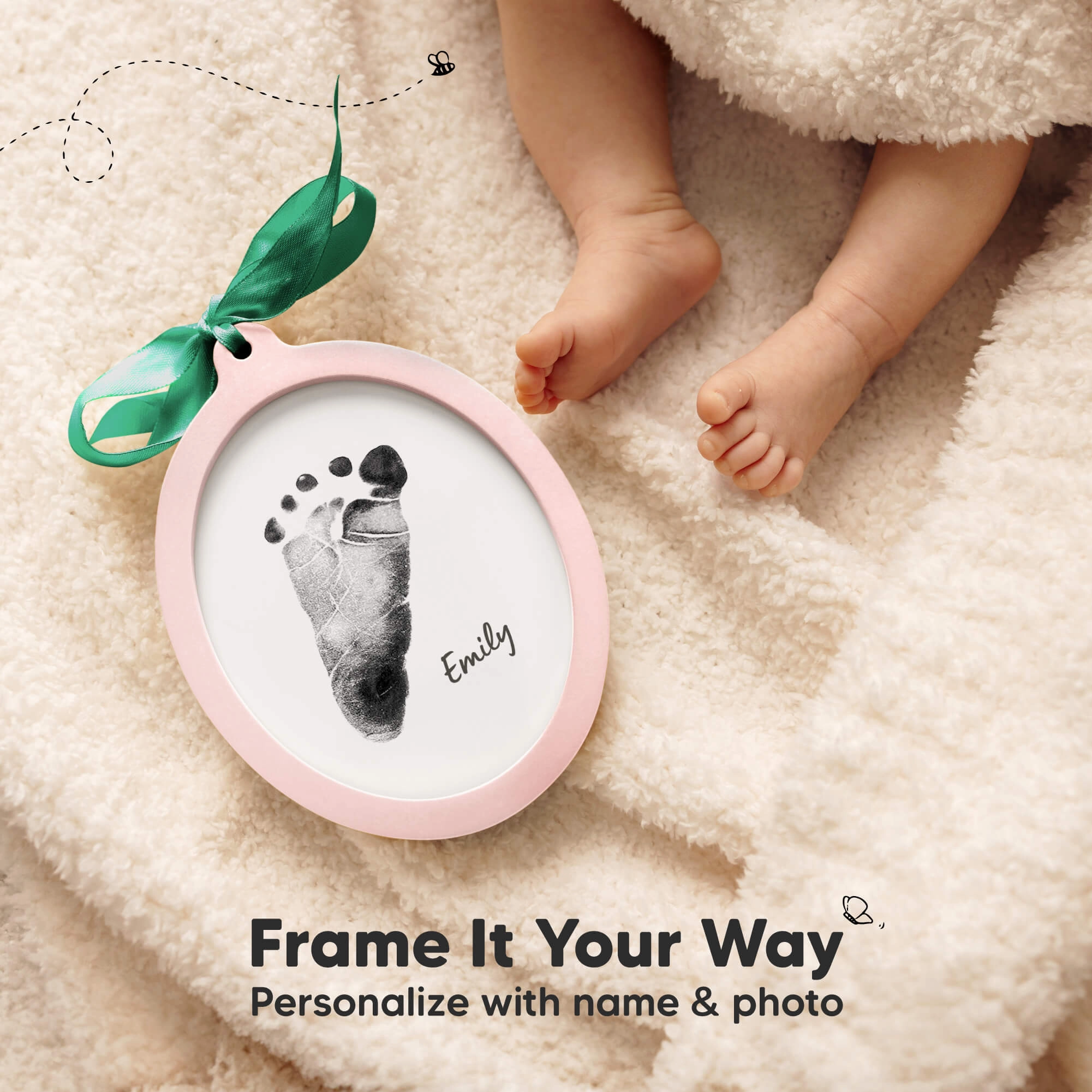 Bitsy Inkless Baby Print and Photo Ornaments (Petal Pink)