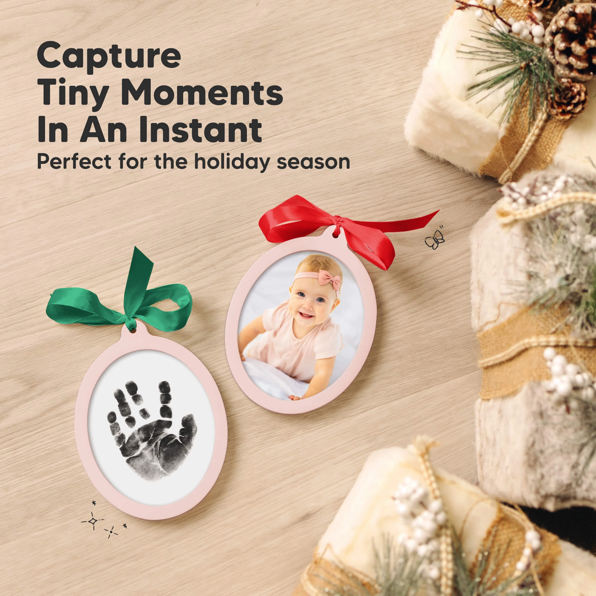 Bitsy Inkless Baby Print and Photo Ornaments (Petal Pink)