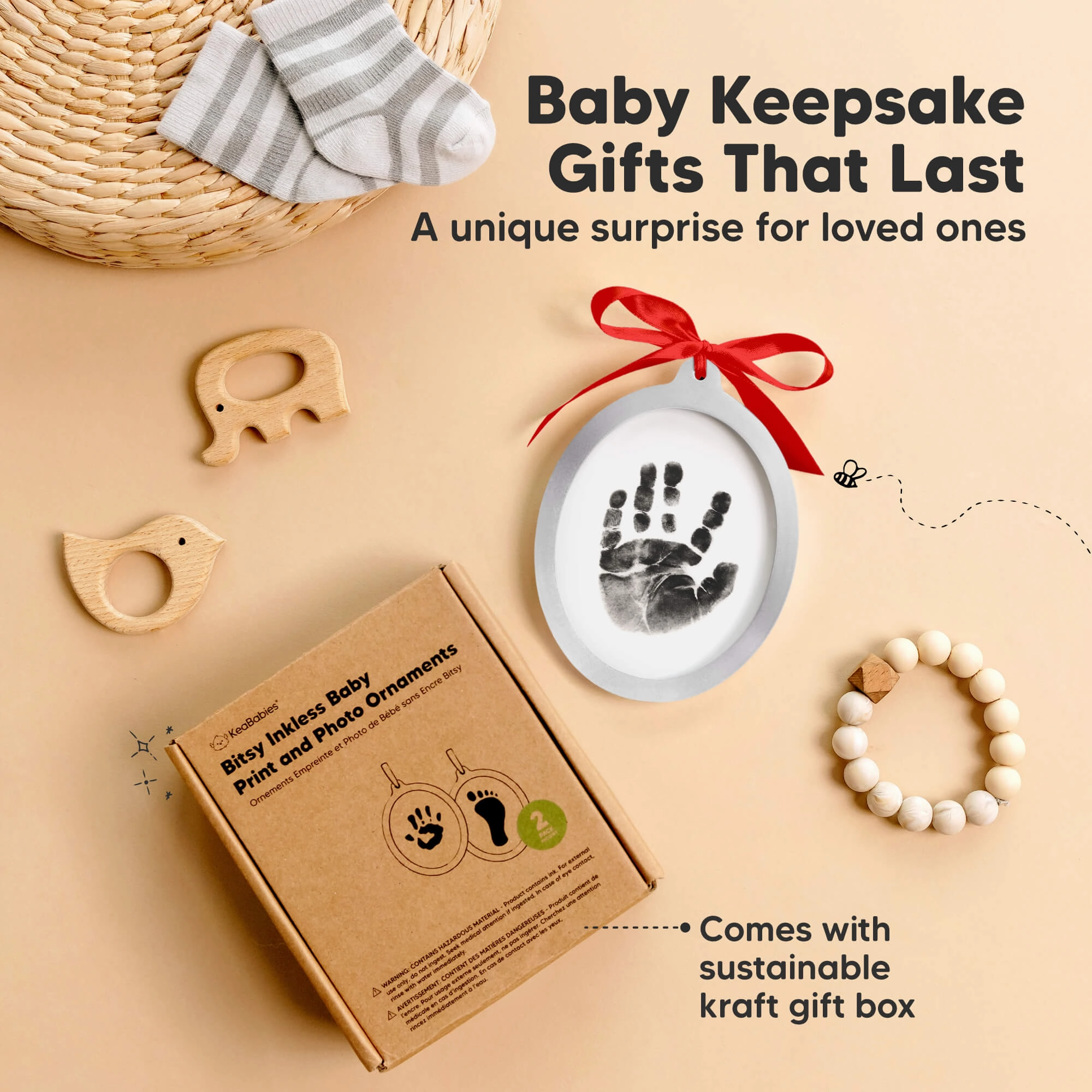 Bitsy Inkless Baby Print and Photo Ornaments (Silver)