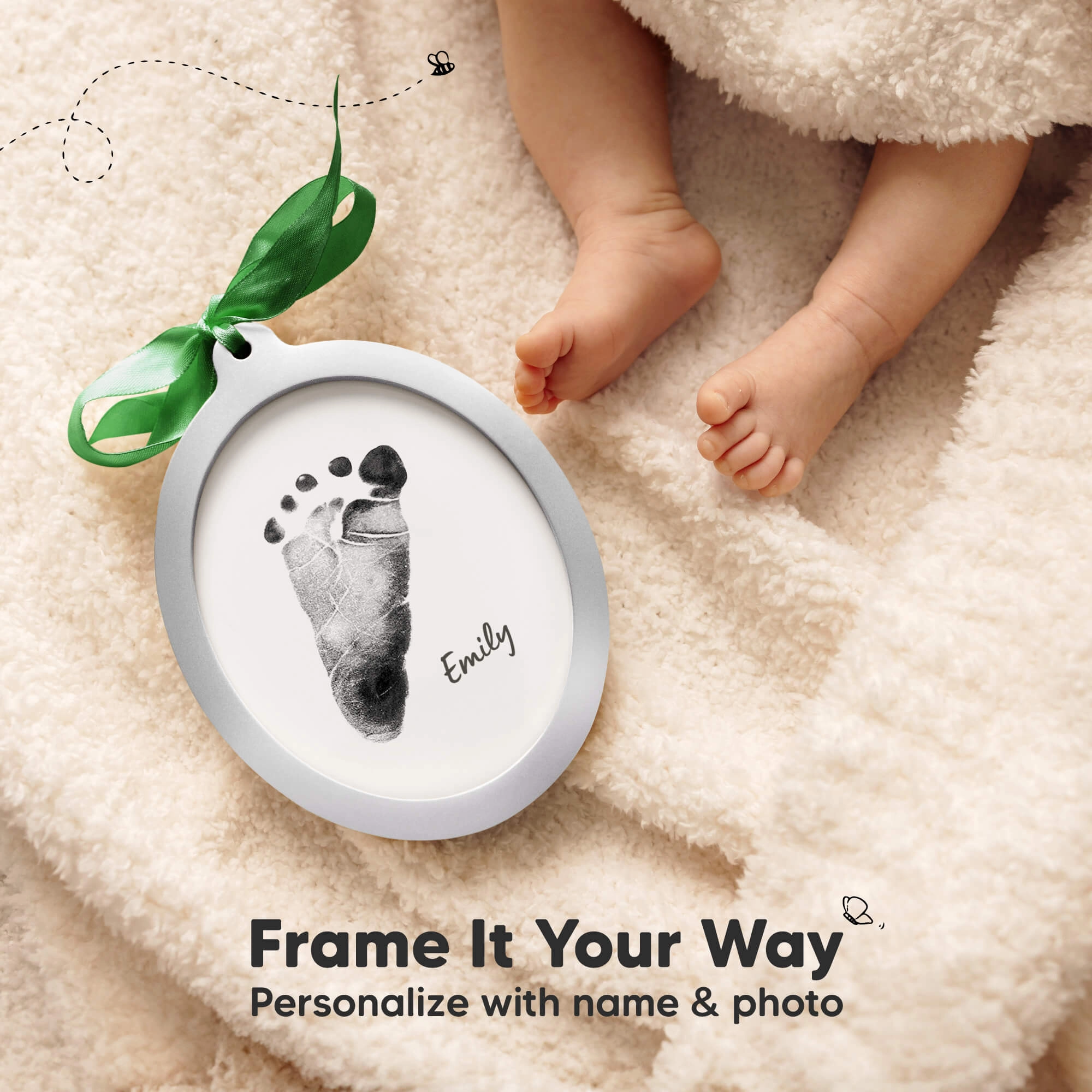 Bitsy Inkless Baby Print and Photo Ornaments (Silver)