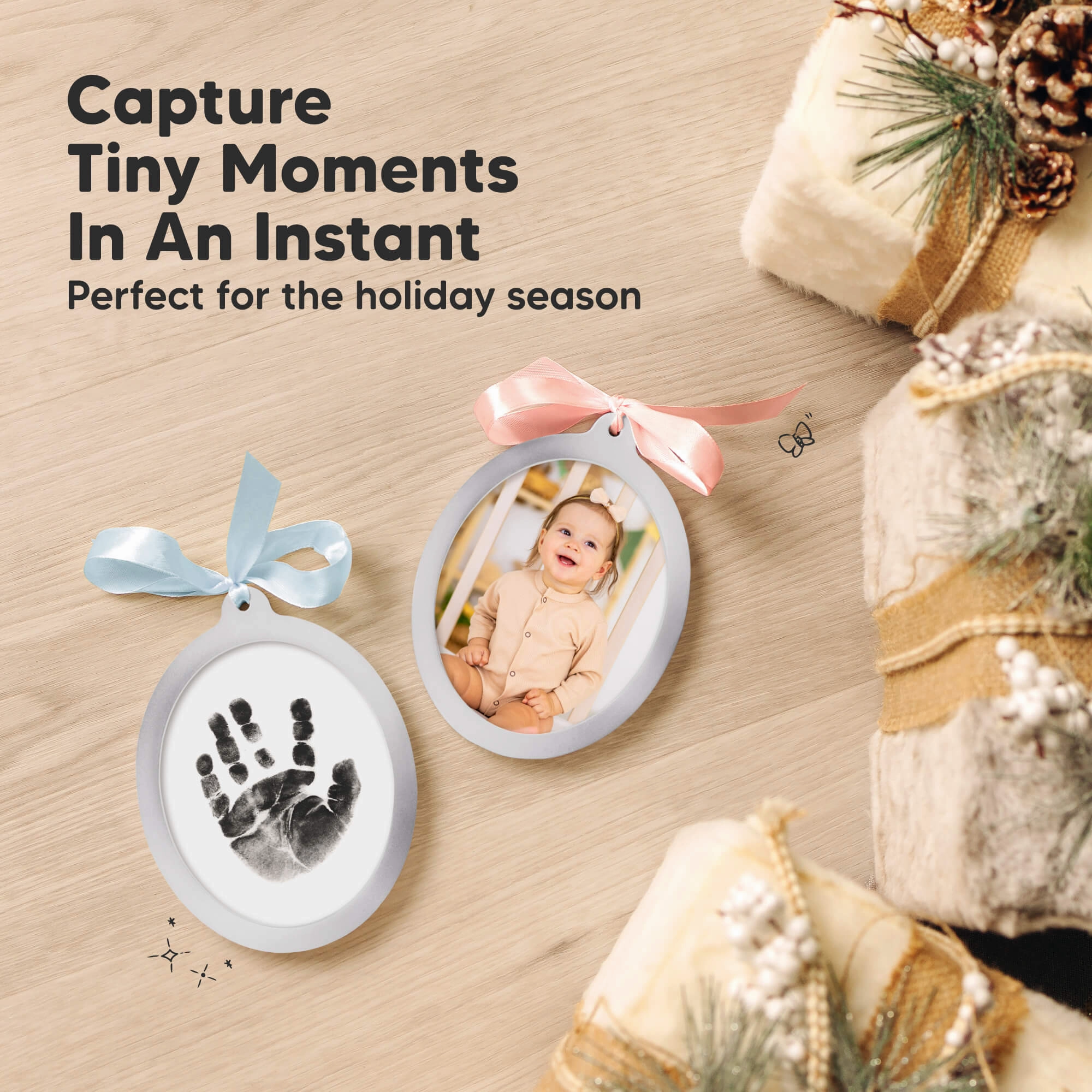 Bitsy Inkless Baby Print and Photo Ornaments (Silver)