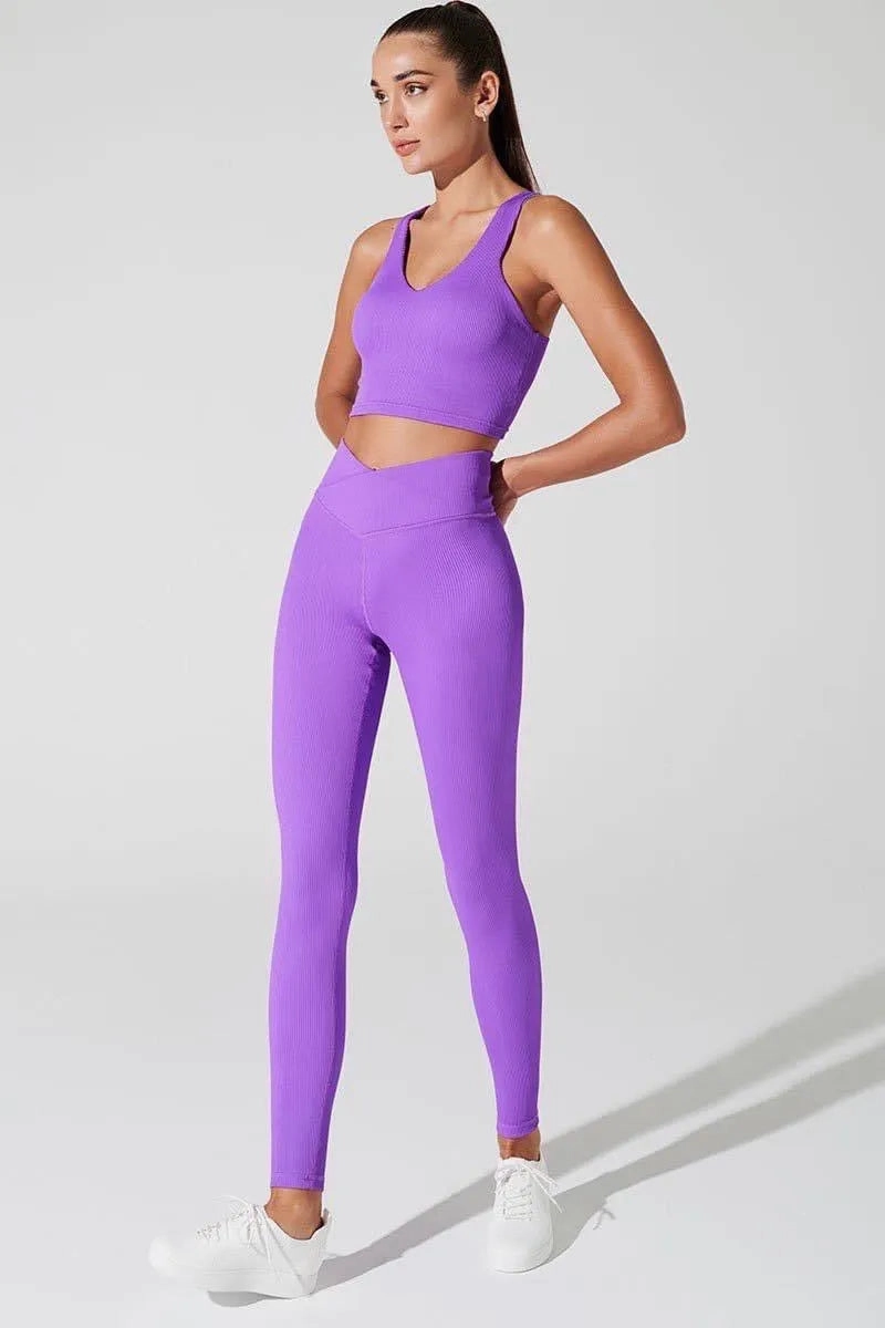 Bondi V Ribbed Legging - Deep Lilac