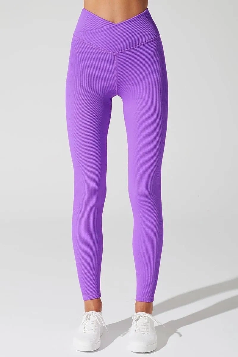 Bondi V Ribbed Legging - Deep Lilac