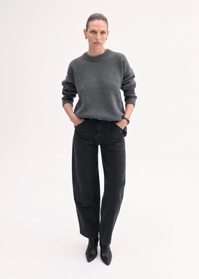 Boyfriend Crew Neck in Wool Cashmere - Grey