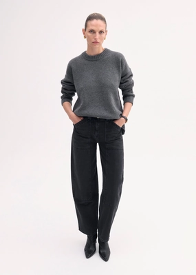 Boyfriend Crew Neck in Wool Cashmere - Grey