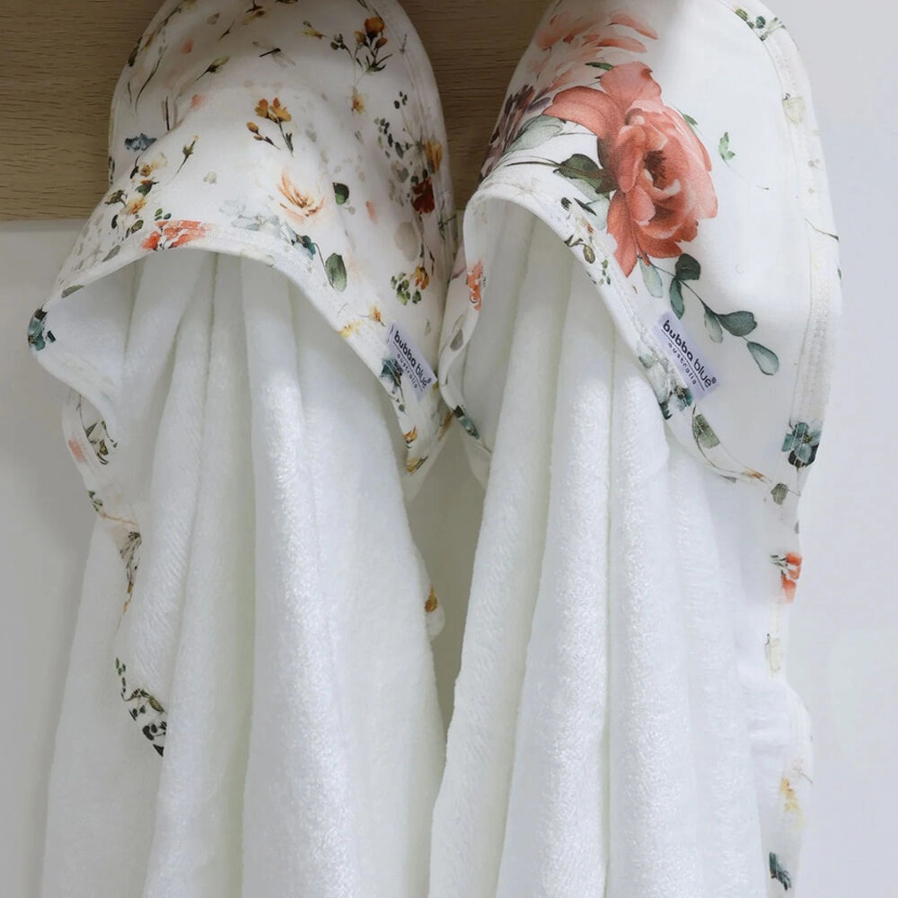 Bubba Blue Peonies Bamboo 2pk Hooded Towel