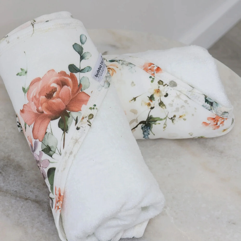 Bubba Blue Peonies Bamboo 2pk Hooded Towel