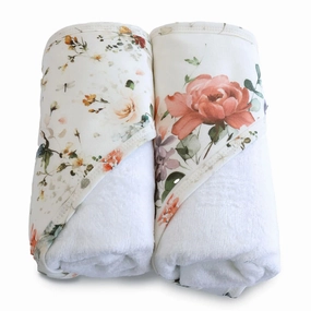 Bubba Blue Peonies Bamboo 2pk Hooded Towel