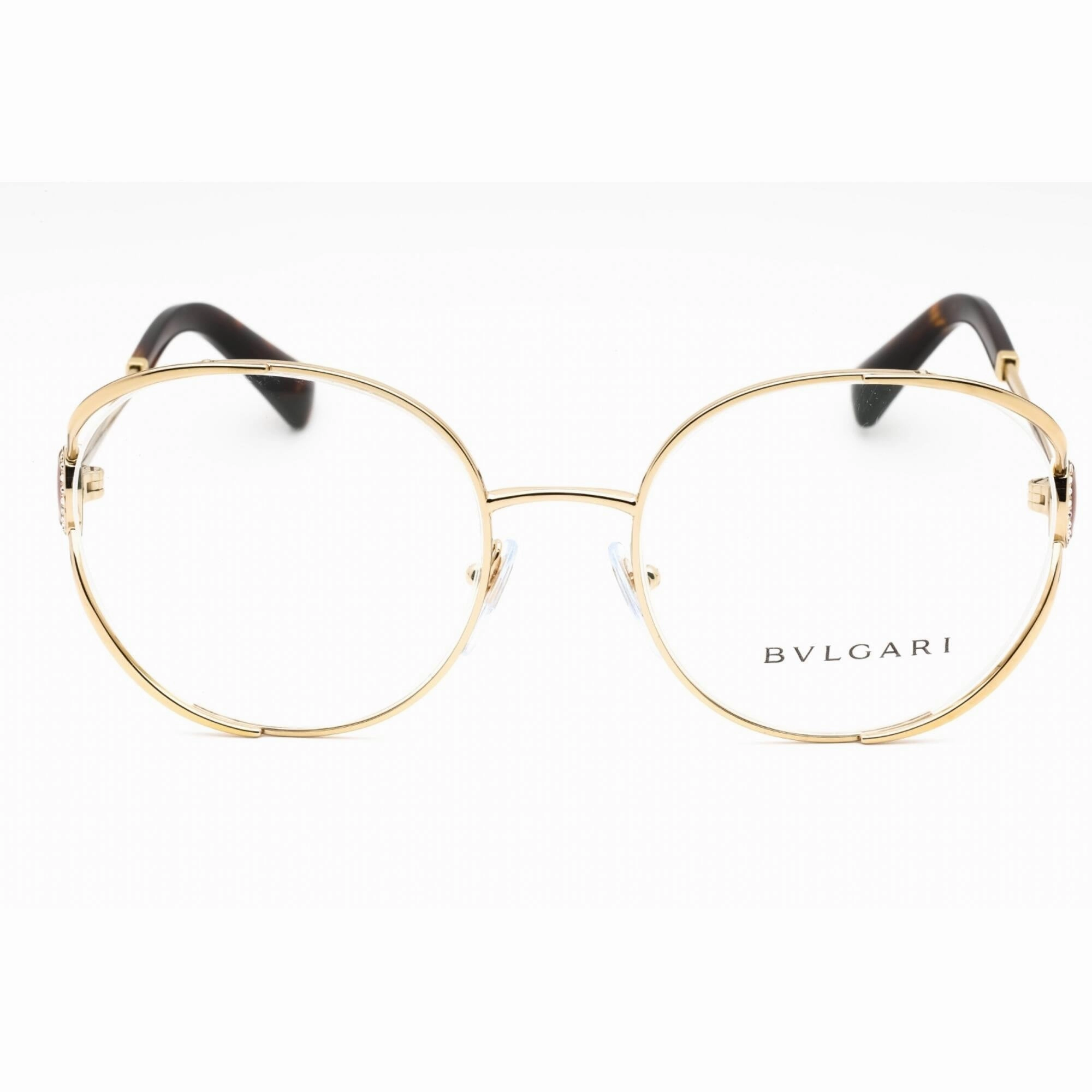 Bvlgari Women's Eyeglasses - Pale Gold Metal Full Rim Round Shape Frame | 0BV2245B 278