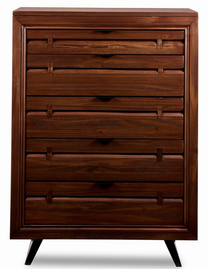 Camila 5-Drawer Chest - Rustic Brown