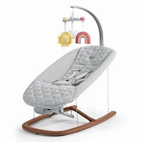 Chicco Float™ Baby Bouncer Seat, Quilted Organic Cotton Seat Pad, Included bar with Plush | Cloud/Grey