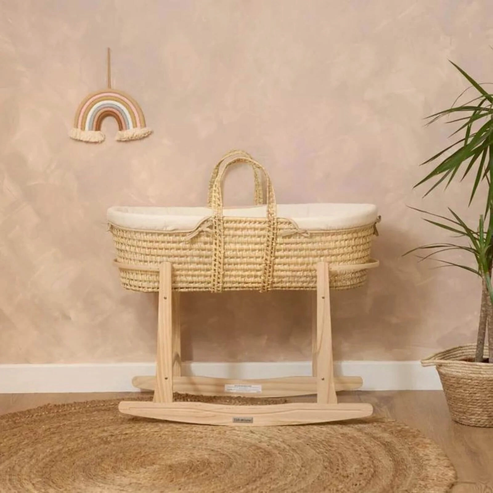 Clair de Lune Cream Organic Palm Moses Basket - Cream