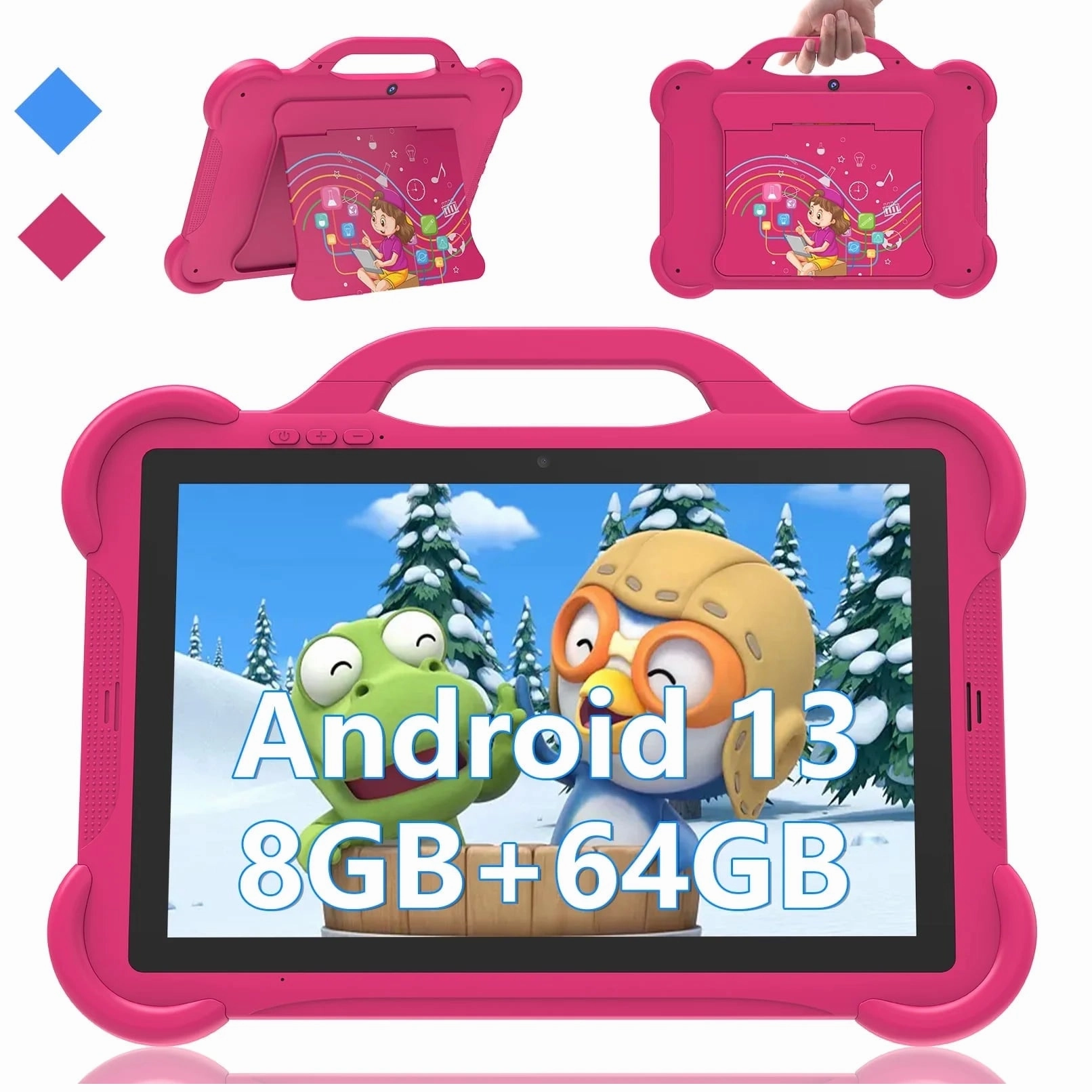 Coopers 10'' 8GB RAM 64GB ROM Android 13 Tablets for Kids, Pink