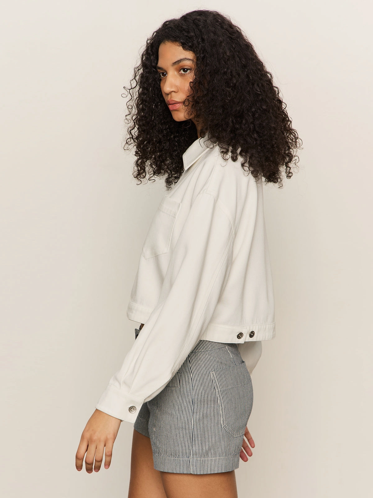 Cropped Paper Boy Jacket Bleached White
