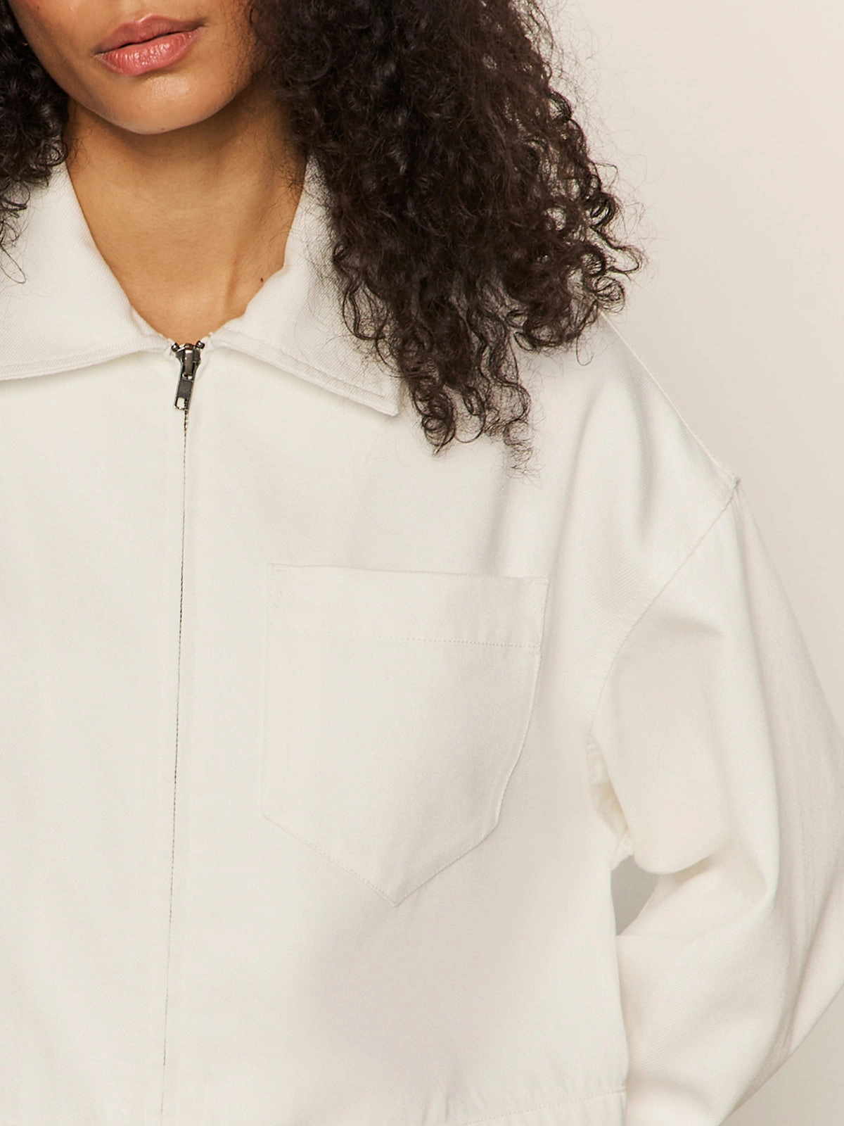 Cropped Paper Boy Jacket Bleached White