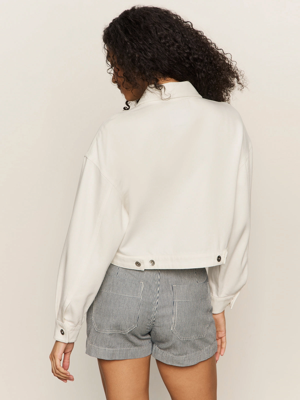 Cropped Paper Boy Jacket Bleached White